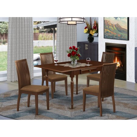 East West Furniture 5 Piece Monza Kitchen Table Set - Mahogany MZIP5-MAH-C